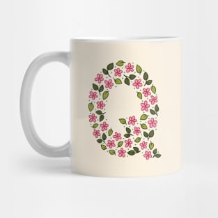 Floral Monogram Letter Q Mug